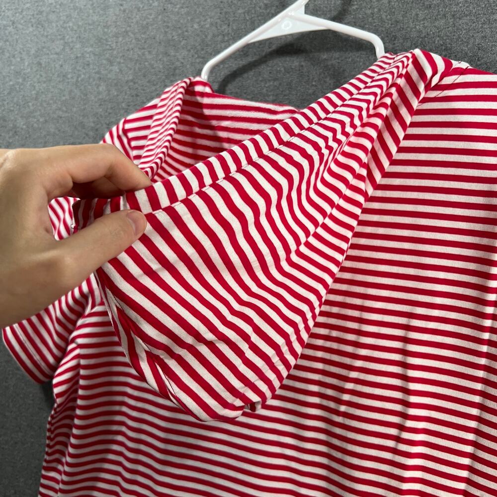Denim & Co. Beach French Terry Hooded Cover-Up with Pockets Red Size Large - Picture 10 of 11